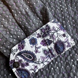 Tasso Elba Men's Shirt in Gray with Purple Accents